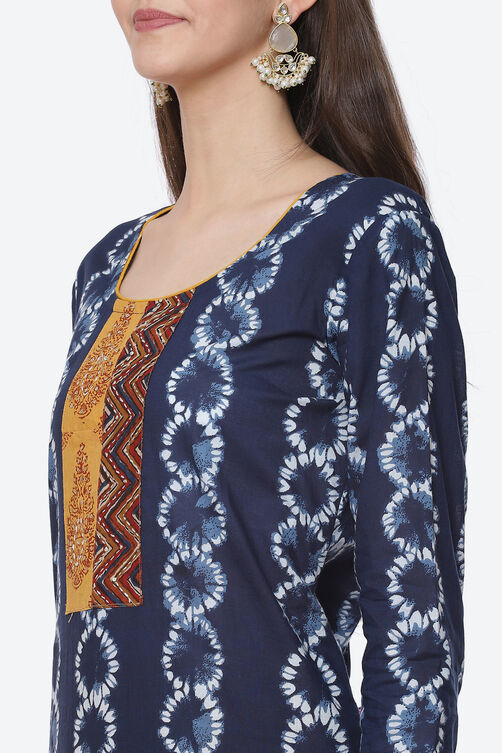 Indigo Cotton Unstitched Suit Set image number 1