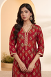 Navy Poly Viscose Straight Kurta image number 1