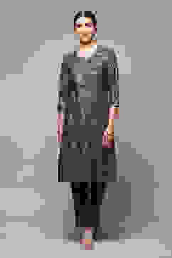 Grey Rayon Flared 2 Piece Set image number 6