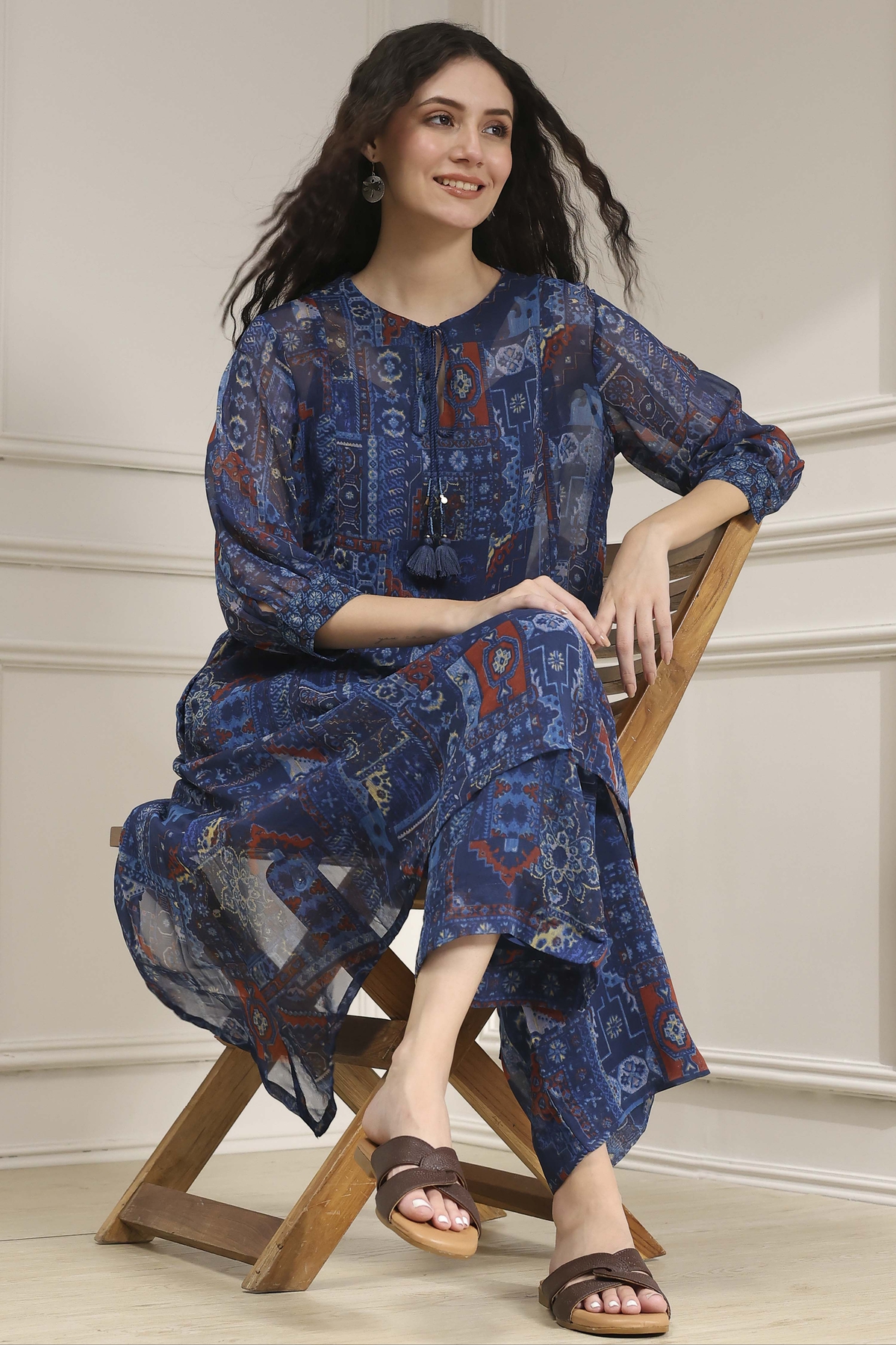 Blue Asymmetric Printed Co-ord Set