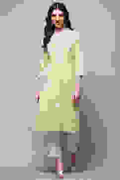 Sea Foam Cotton Straight Kurta image number 5