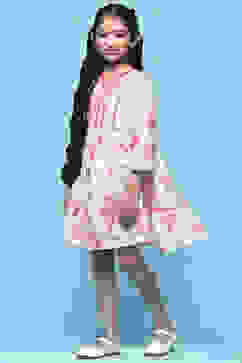 Pink Floral Printed Cotton Dress With Embroidered Yoke image number 5