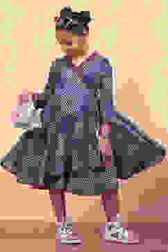 Blue Geometric Printed Flared Asymmetric Dress image number 0