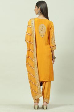 Mustard Viscose Straight Kurta Salwar Suit Set image number 4