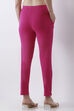 Blue Cotton Lycra Straight Pants image number 5