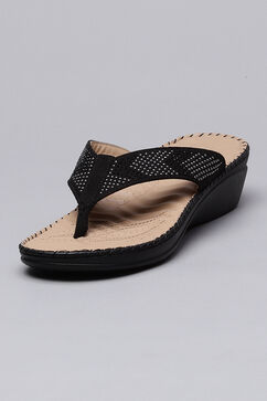 Black Synthetic Suede Sandals image number 2