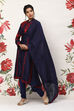 Indigo Cotton Blend Straight Kurta Suit Set image number 4