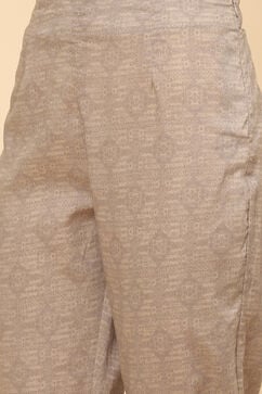 Grey Cotton Art Silk Straight Kurta Slim Pant Suit Set image number 3