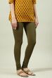 Camel Cotton Blend Solid Churidar image number 3