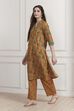 Mustard Yellow Cotton Printed Kurta Set image number 3