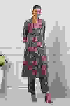 Blue Cotton Floral Printed Straight Kurta Set image number 5