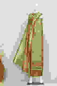 Slate Green Silk Blend Printed Unstitched Suit Set image number 4