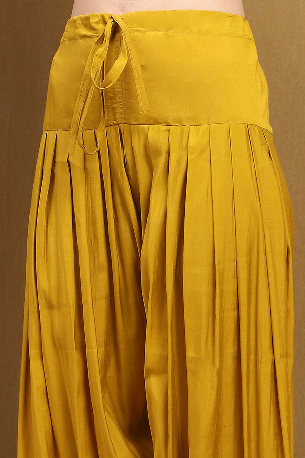 Mustard Yellow Chanderi Embroidered Unstitched Suit Set image number 7