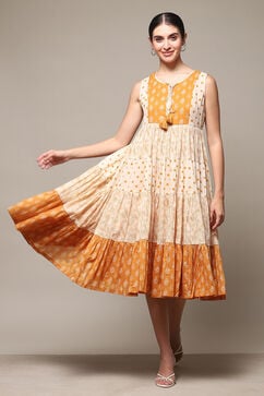 Orange Cotton Tiered Dress image number 0