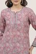 Rose Pink Polyester Straight Printed Kurti image number 1