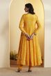 Yellow Poly Chinnon Anarkali Suit Set image number 5