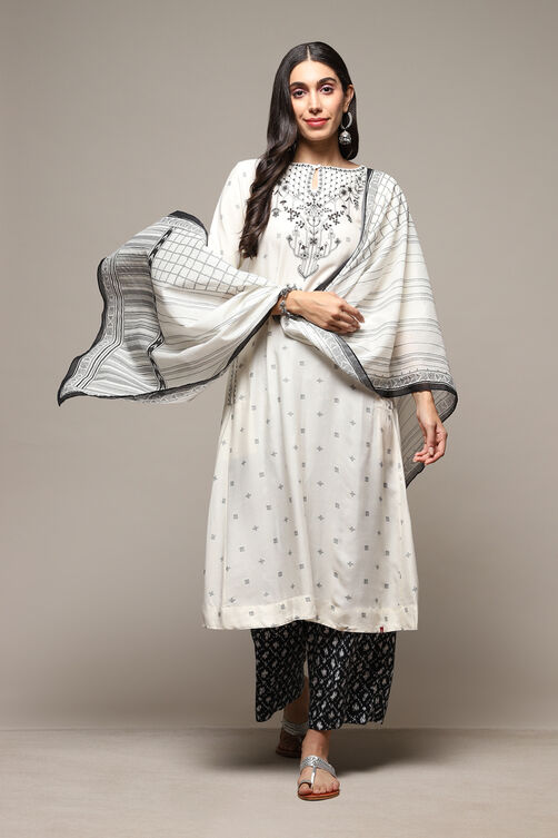 Buy Off White Cotton A-Line Kurta Palazzo Suit Set for INR1499.50 |Biba ...