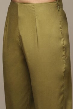 Mehndi Cotton Straight Kurta Pants Suit Set image number 2
