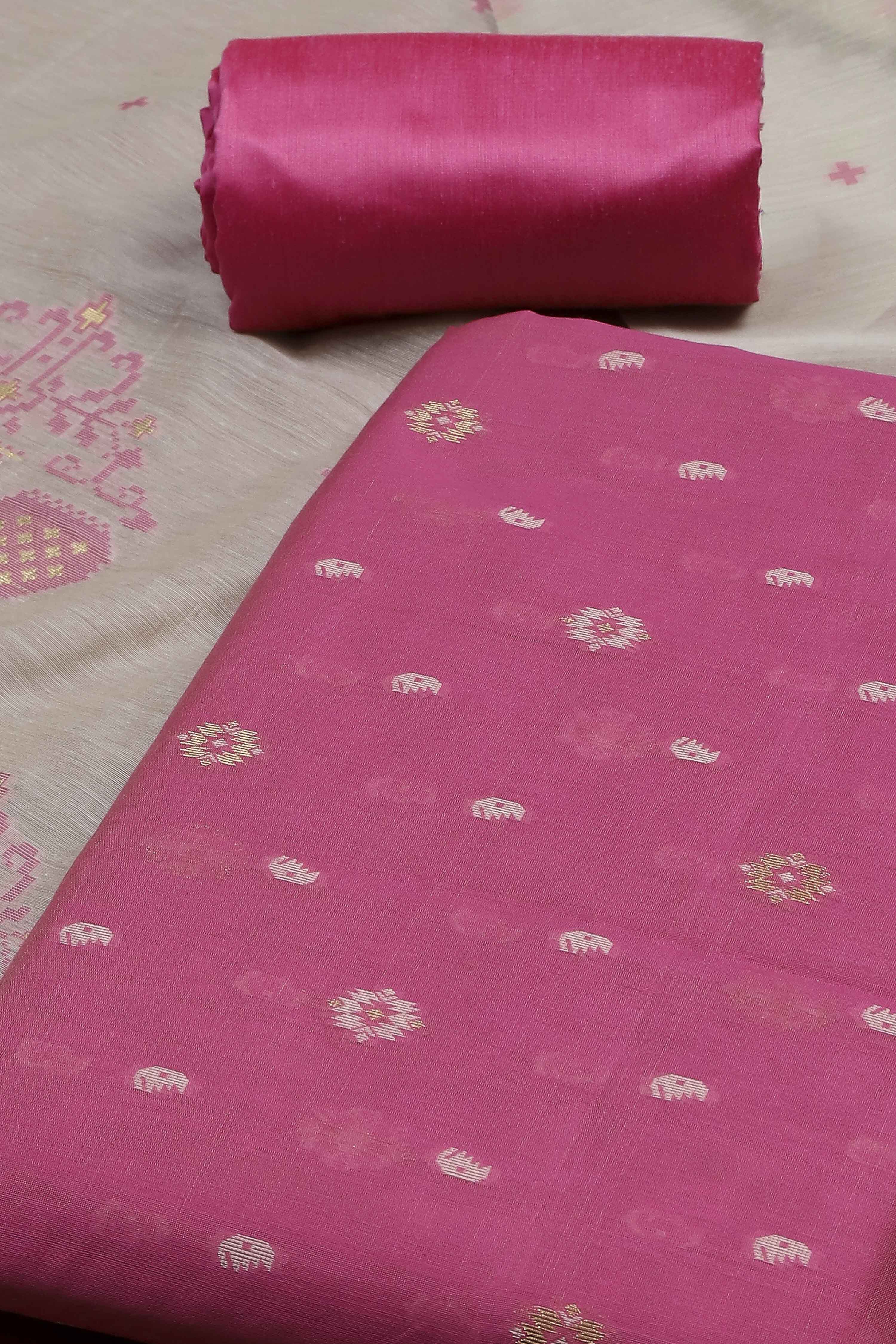 Rani Cotton Jamdani Unstitched Suit Set image number 1