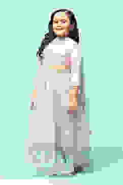 Light Pink Nylon Kalidar Kurta Lehenga Set image number 4