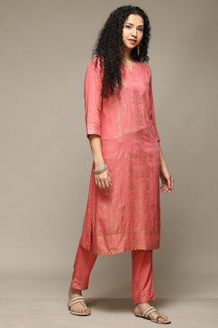 Coral Rayon Straight Kurta Pant 2 Piece Set image number 5