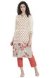 Cream Straight Rayon Printed Kurta image number 0