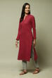 Berry Acrylic Straight Yarndyed Kurta image number 2