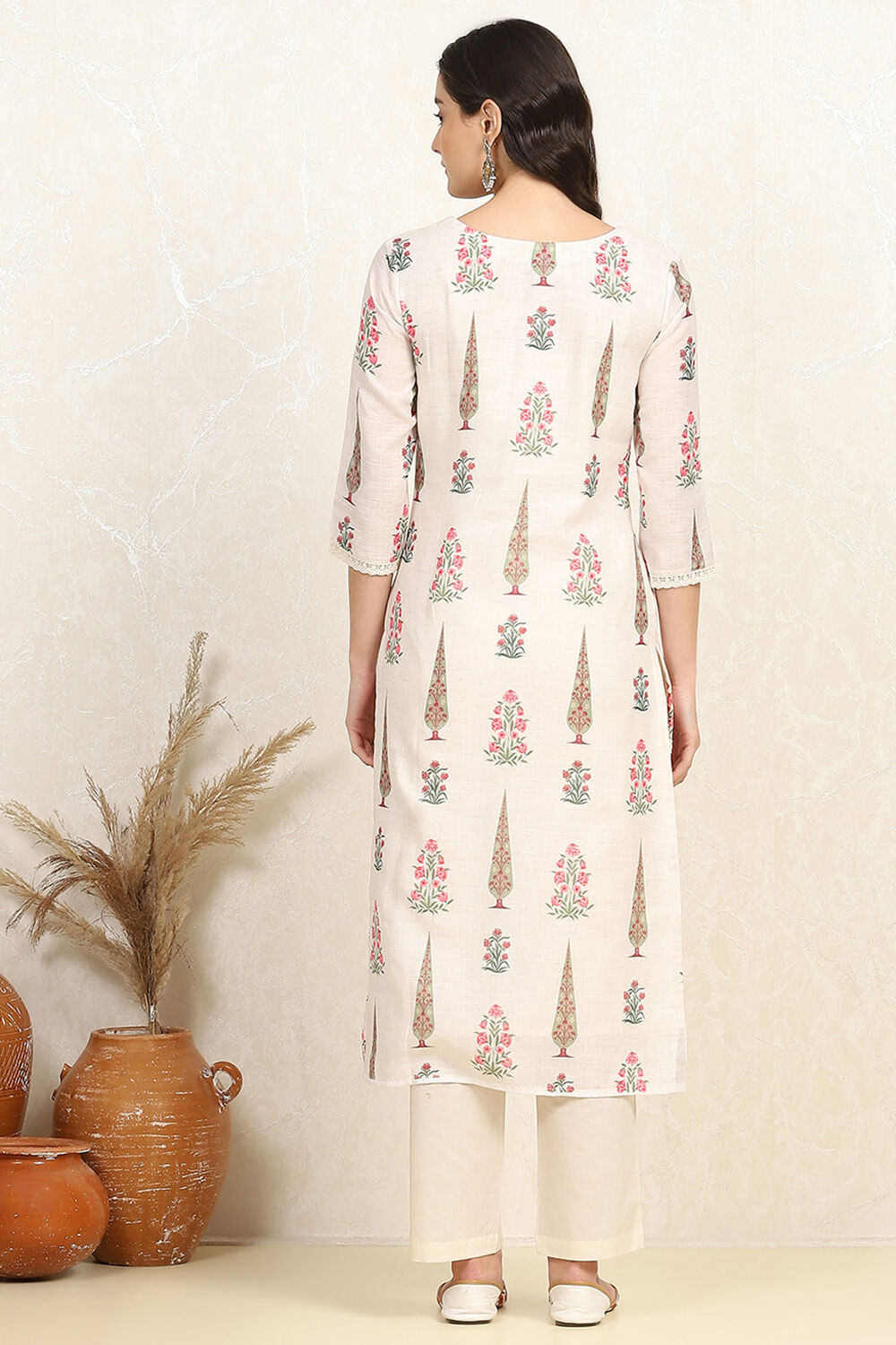 White Blue Cotton Blend Machine Embroidered Unstitched Suit Set image number 5