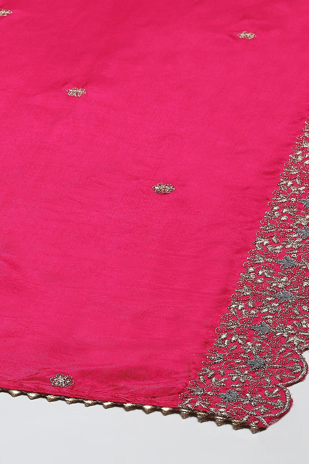 Dark Pink Banarasi Silk Machine Embroidered Unstitched Suit Set image number 5