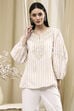 Beige Cotton A-Line Kurti image number 5