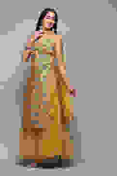 Yellow Poly Viscose Straight Kurta Skirt Suit Set image number 4