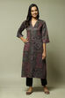 Olive Green Straight Printed Kurta image number 1