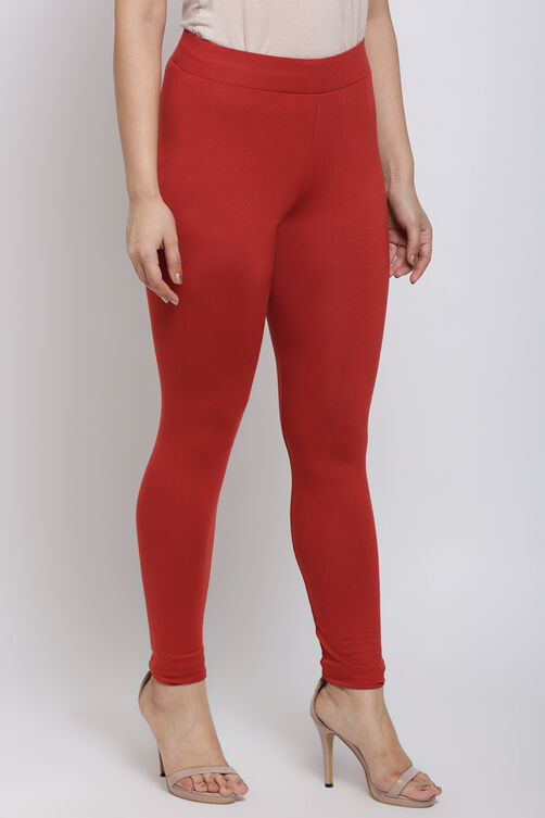 Red Viscose Lycra Leggings image number 2