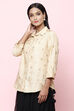 Off White Straight Art Silk Printed Short Kurti image number 3