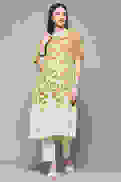 Ochre Rayon Straight Kurta Set image number 6