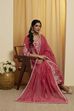 Pink Viscose Blend Floral Design Kalidar Kurta Set image number 0