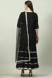 Black Cotton Blend Straight Kurta Garara Suit Set image number 4
