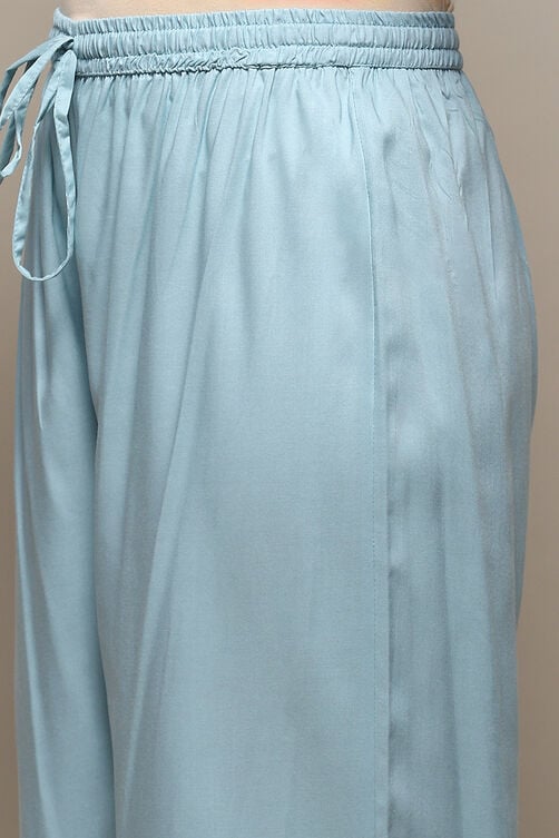 Powder Blue Polyester Straight Suit Set image number 2
