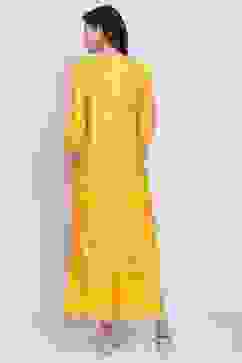 Ochre Flared Kurta Palazzo Suit Set image number 4