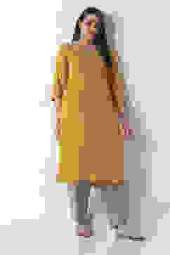 Beige Polyester Relaxed Dyed Pants image number 0