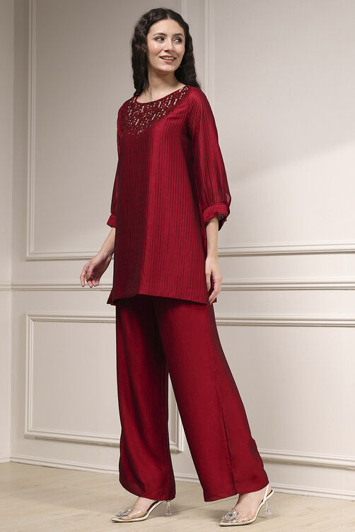Blue Self-Designed Straight Kurta Set image number 3