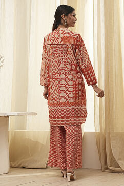 Rust Pure Cotton Printed Kurta Set image number 4