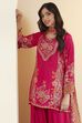 Fuchsia Floral Printed Straight Kurta Set image number 1