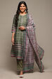 Earthy Green Viscose Straight Kurta Pants Suit Set