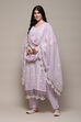 Lavendar Cotton Blend Printed Unstitched Suit Set image number 1