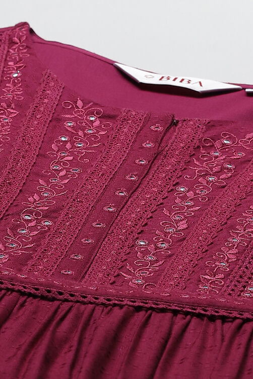 Cherry Red Rayon Fusion Dress image number 1