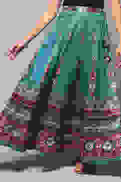 Teal Art Silk Skirt image number 5