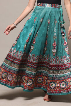 Teal Art Silk Skirt image number 5