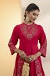 Red Poly Viscose Anarkali Kurta Set image number 1