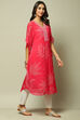 Pink Cotton Blend Straight Printed Kurta image number 6